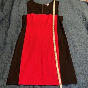 DKNY-Red Black Color Block Dress; Like New; Sz 12